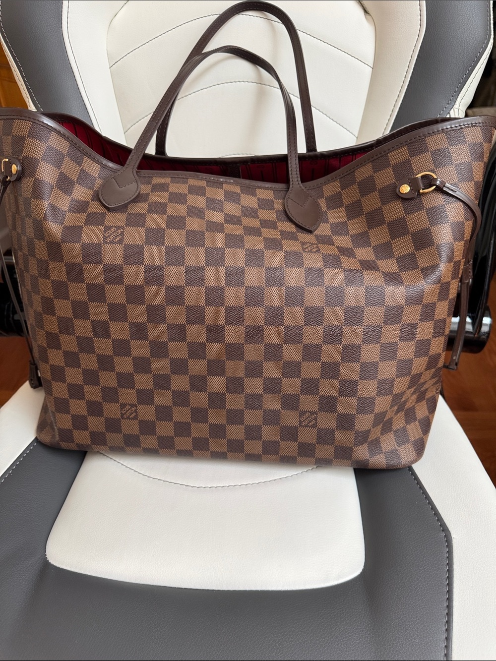 Louis Vuitton Red Striped Interior Tote GM size
